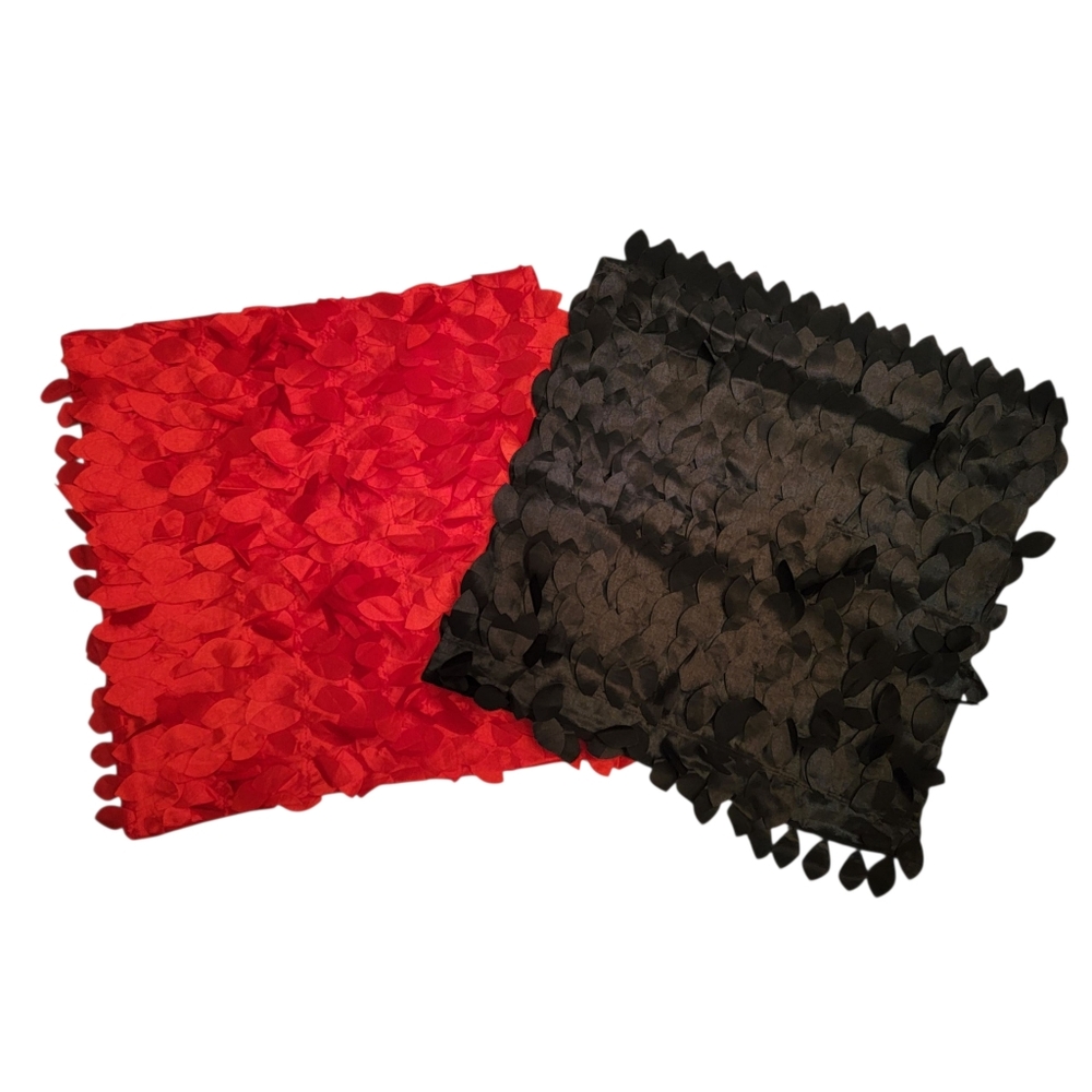 (2) New Decorative Pillow Cases Black Red Leaves